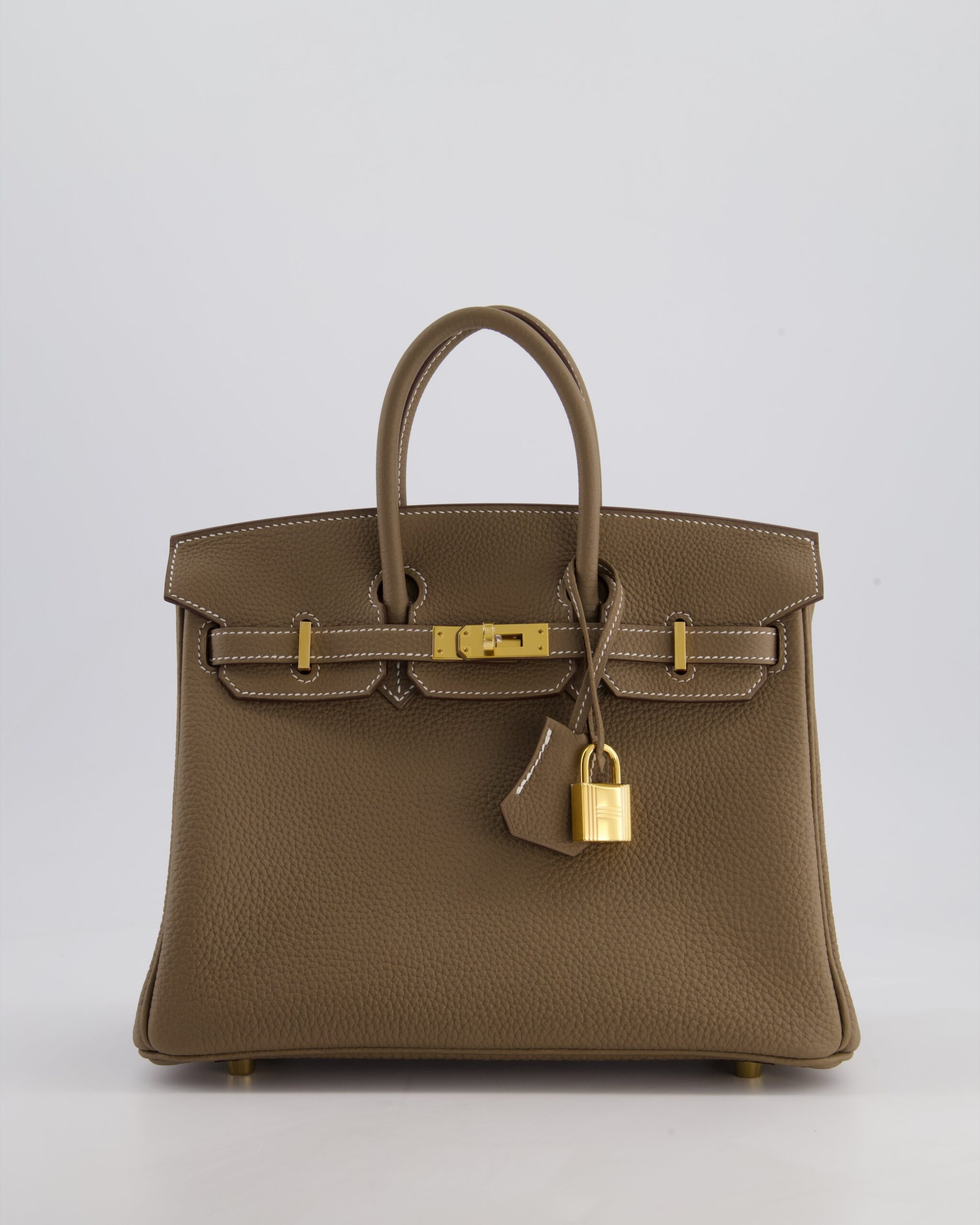 Hermes Birkin 25 Retourne Bag in Etoupe Togo Leather with Gold Hardware