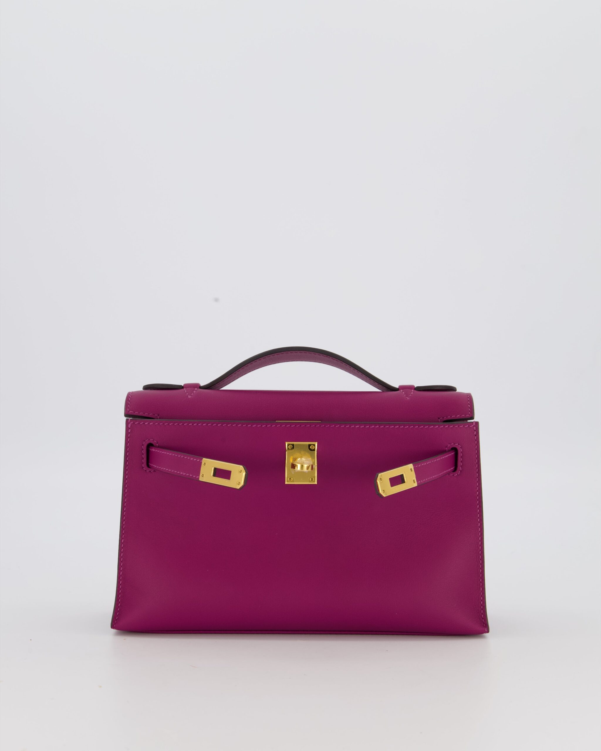 *RARE COLOUR* Hermes Kelly Pochette Bag in Anemone Swift Leather and Gold Hardware