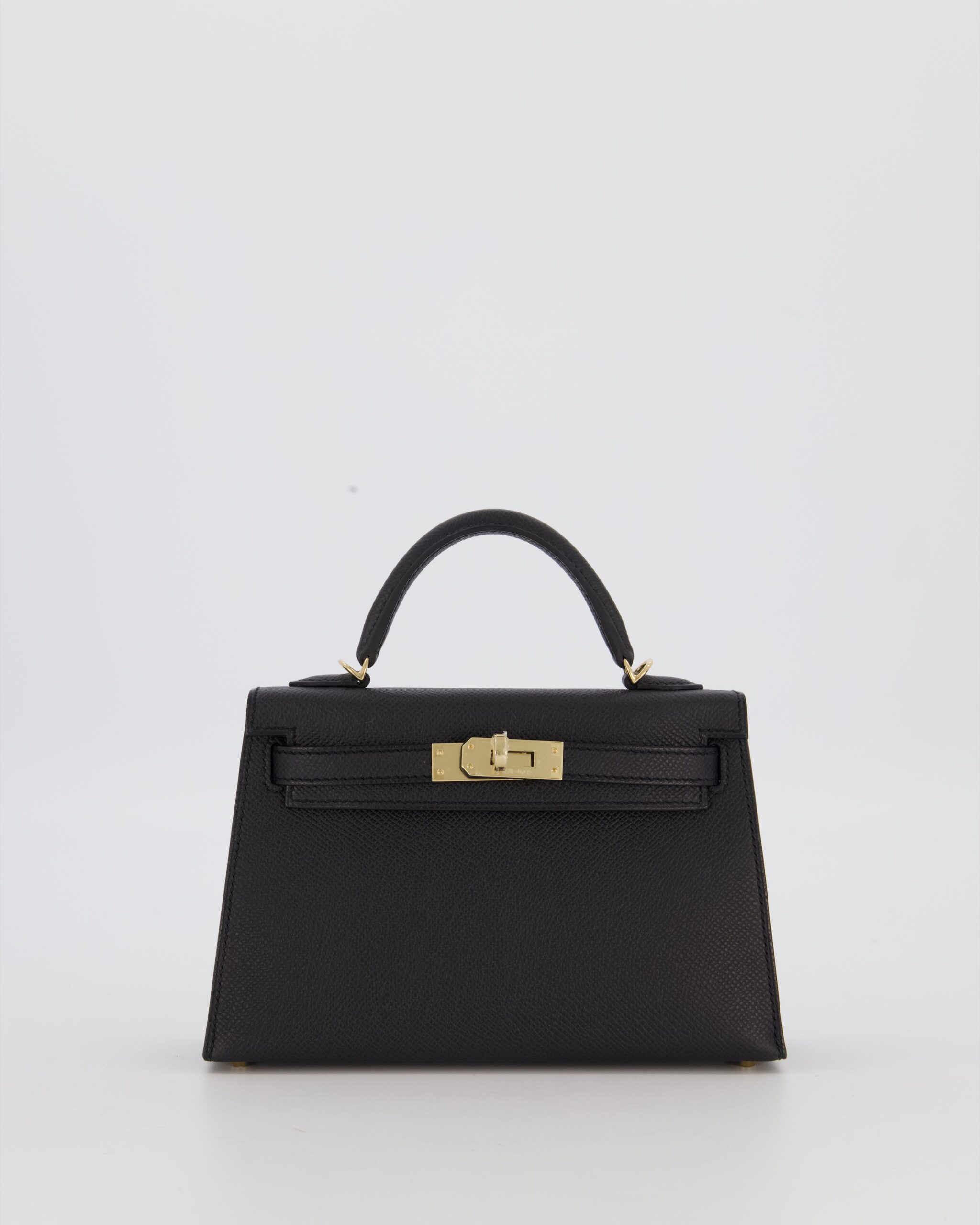 *SUPER RARE* Hermes HSS Mini Kelly II 20 Verso Borsa a mano in Noir Epsom Pelle con Permabrass Hardware and Nata Interior