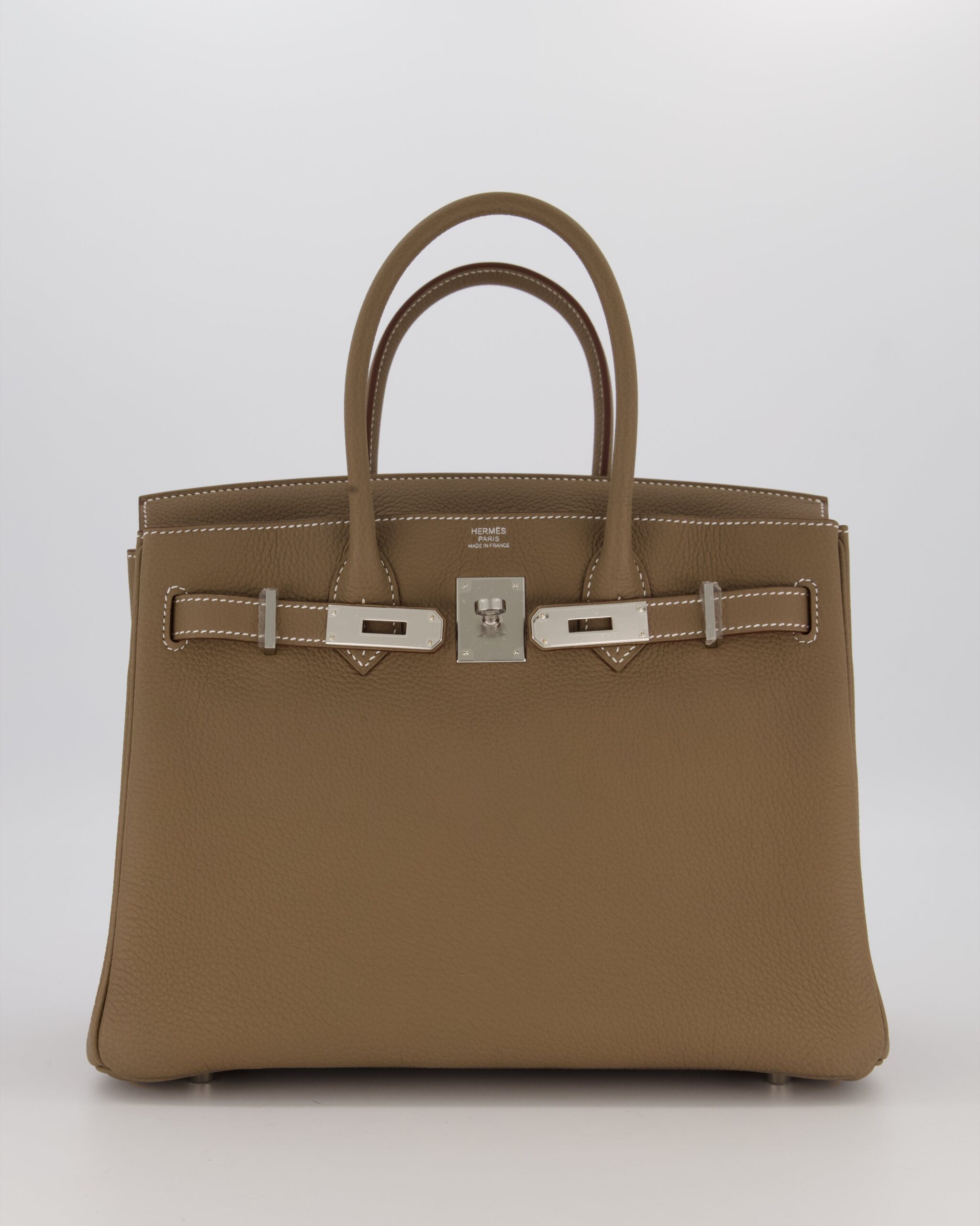 Hermes Birkin 30 Retourne Bag in Etoupe Togo Leather with Palladium Hardware