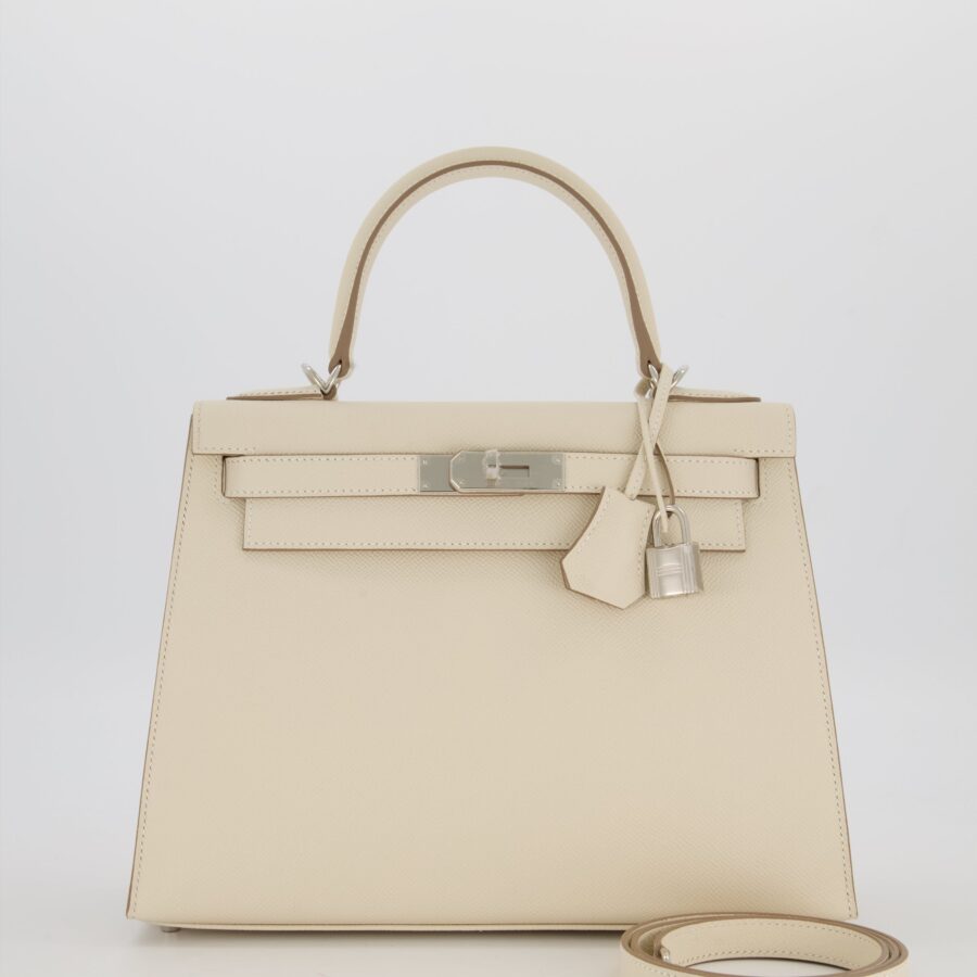 *HOT* Hermes Kelly 28 Sellier سلة التسوق in Craie Epsom Leather with Palladium Hardware | Studio Nafay
