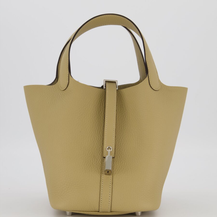 *HOT COLOUR* Hermes Picotin Lock سلة التسوق 18cm in Trench Clemence Leather with Palladium Hardware | Studio Nafay