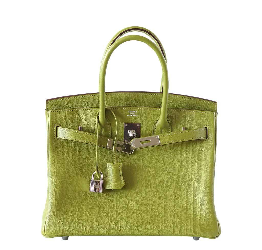 HermesBirkin 30 Vert Anis Chevre Bolso