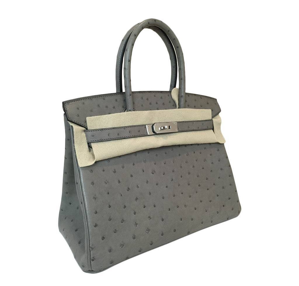 HermesBirkin 30 Ostrich Gris Tourterelle Bag - Product Image 2
