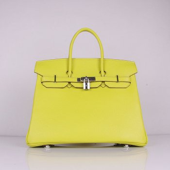 Hermes Birkin 35cm Togo leather Handbags Lemon Yellow Silver | Studio Nafay