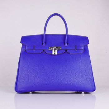 Hermes Birkin 35cm Togo Leather Handbags Electric Blue Silver | Studio Nafay