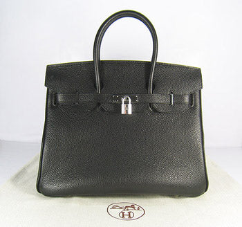 Hermes Birkin 35cm Togo Leather Handbags Black Silver | Studio Nafay