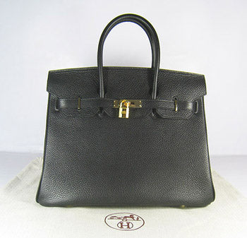 Hermes Birkin 35cm Togo Leather Handbags Black Golden | Studio Nafay