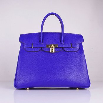 Hermes Birkin 35cm Togo Leather Handbags Electric Blue Golden | Studio Nafay