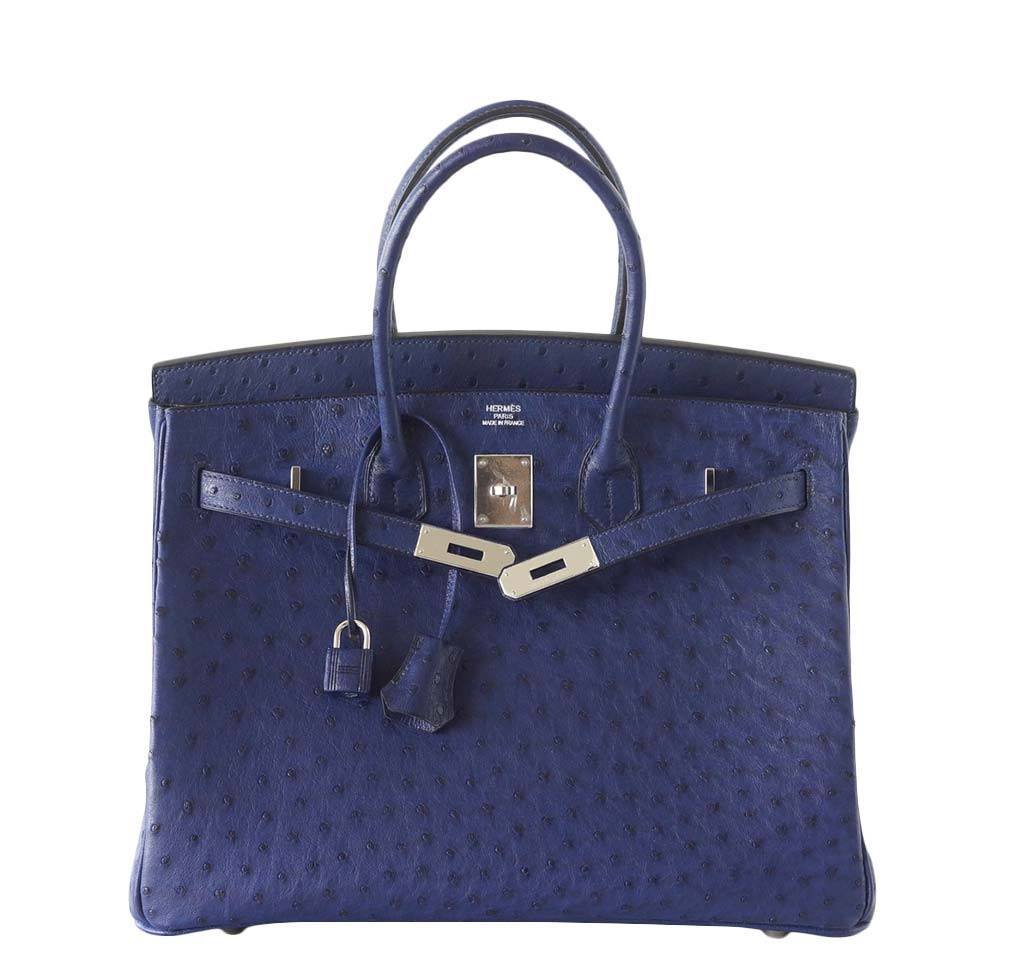 HermesBirkin 35 Bleu Iris Ostrich Bag - Product Image 2