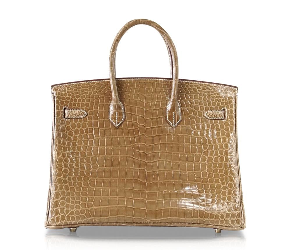 HermesBirkin 35 Ficelle Porosus Crocodile Bag GHW - Product Image 2