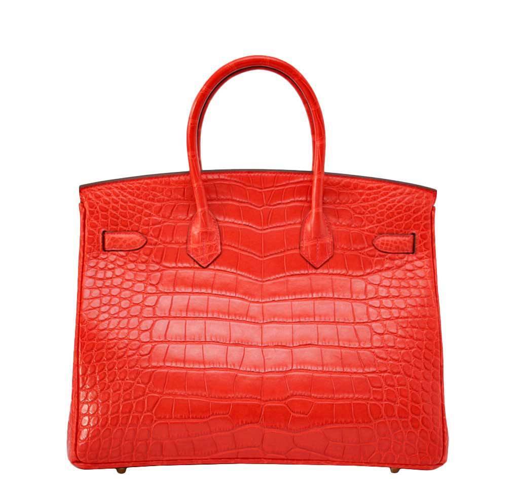 HermesBirkin 35 Geranium Alligator Bag GHW - Product Image 2