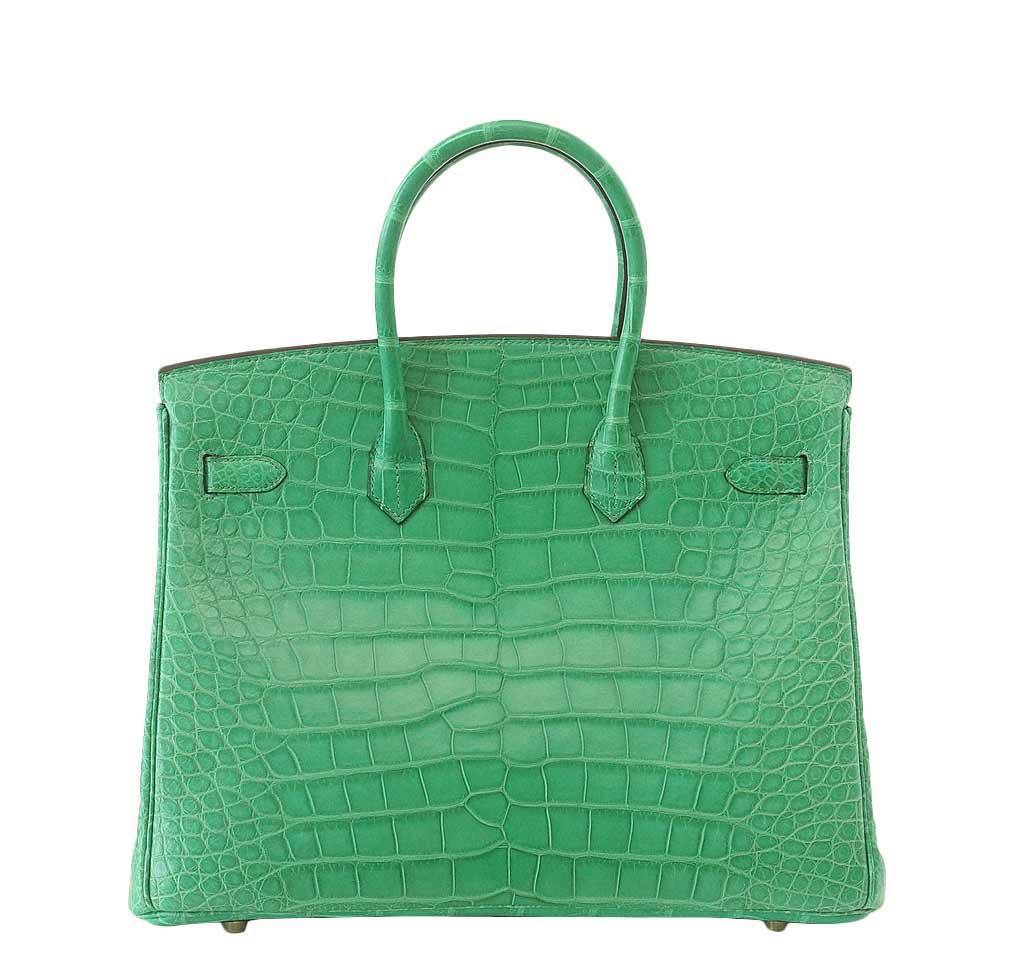 HermesMatte Alligator Birkin 35 Cactus Bag GHW - صورة المنتج 2