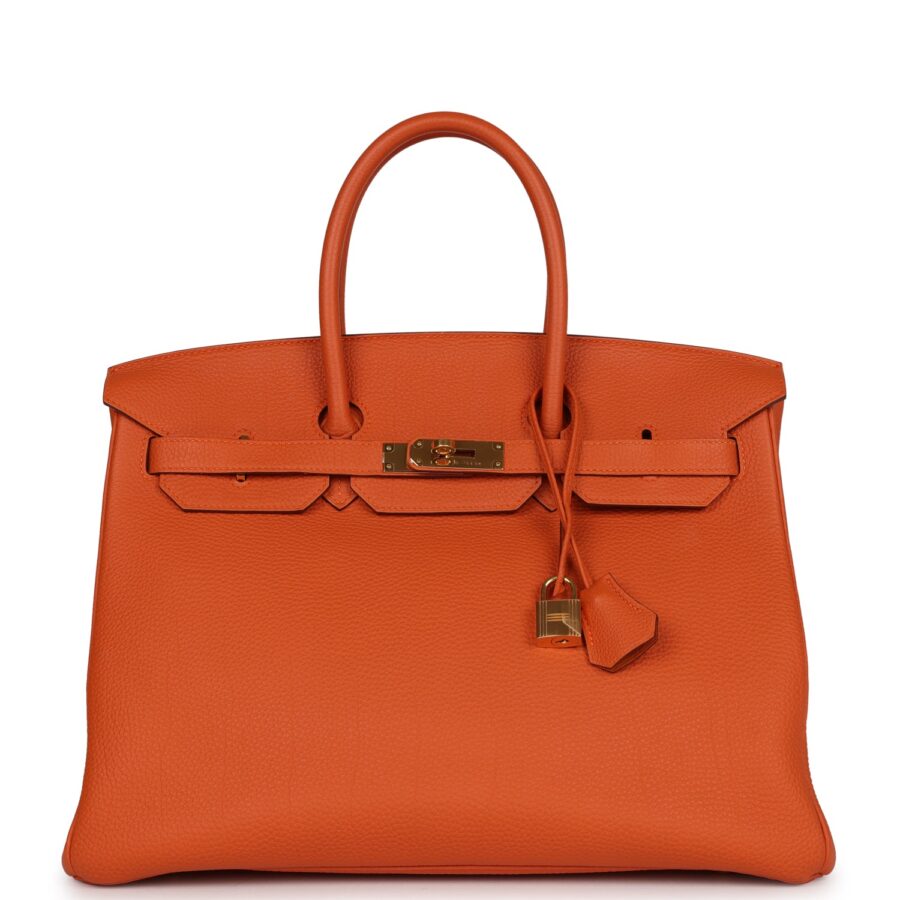 Hermes Birkin 35 Orange H Clemence Gold Hardware | Studio Nafay