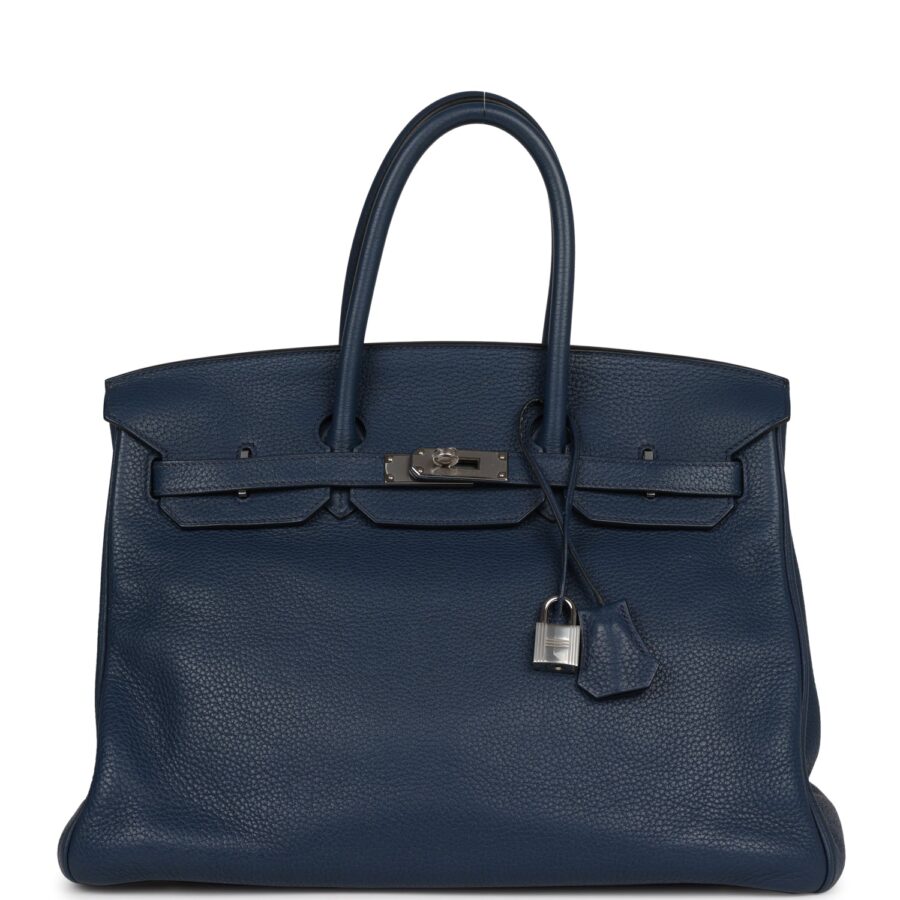 Hermes Birkin 35 Bleu De Prusse Clemence Palladium Hardware | Studio Nafay