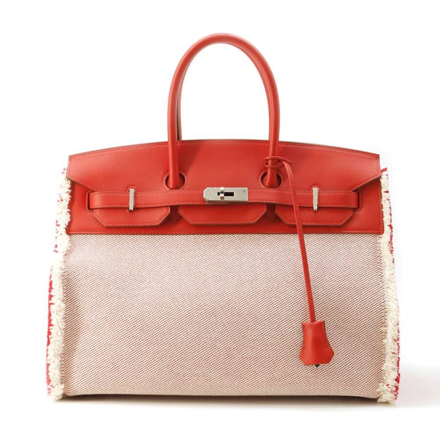 HERMES Birkin Frey Frey Rouge Coeur Swift Leather Twill Ash Size 35 | Studio Nafay
