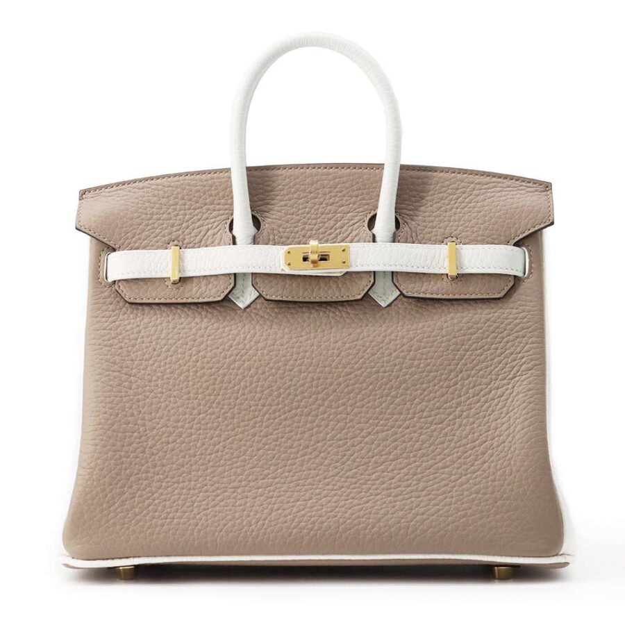 HERMES BirkinSPO Etoupe/ White Taurillon Clemence | Studio Nafay