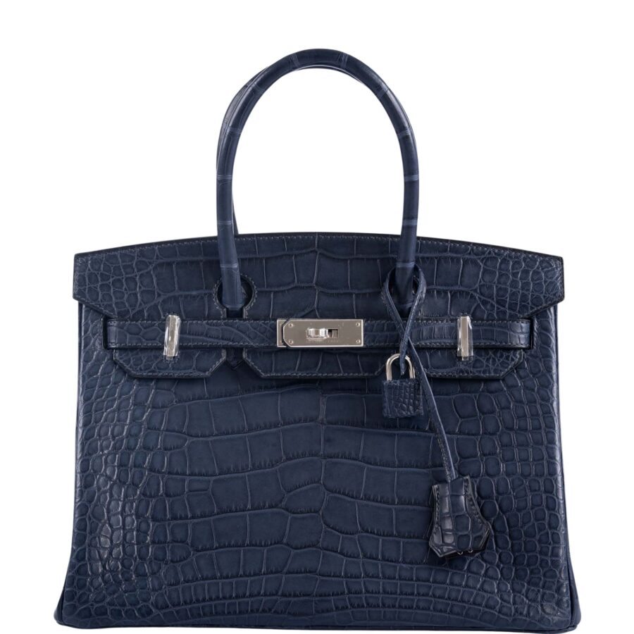 HermesHSS Birkin 30 Blue Marine Matte Alligator & Cassis Interior with Palladium Hardware | Studio Nafay