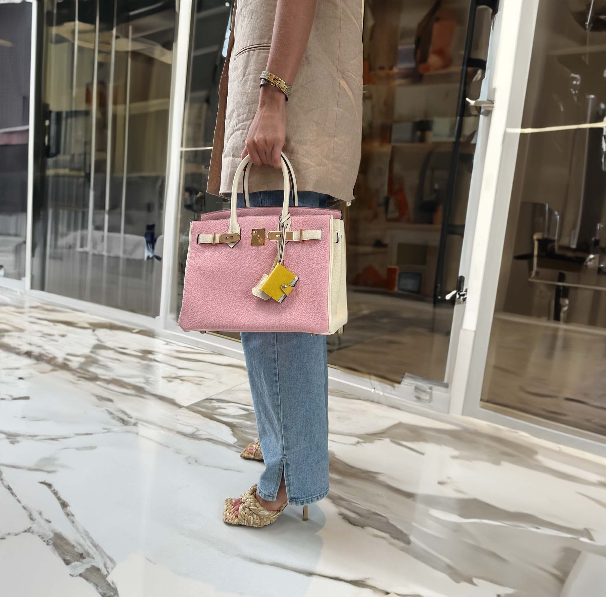 HermesHSS Birkin 30 Rose Sakura and Craie Clemence with Rose Gold Hardware