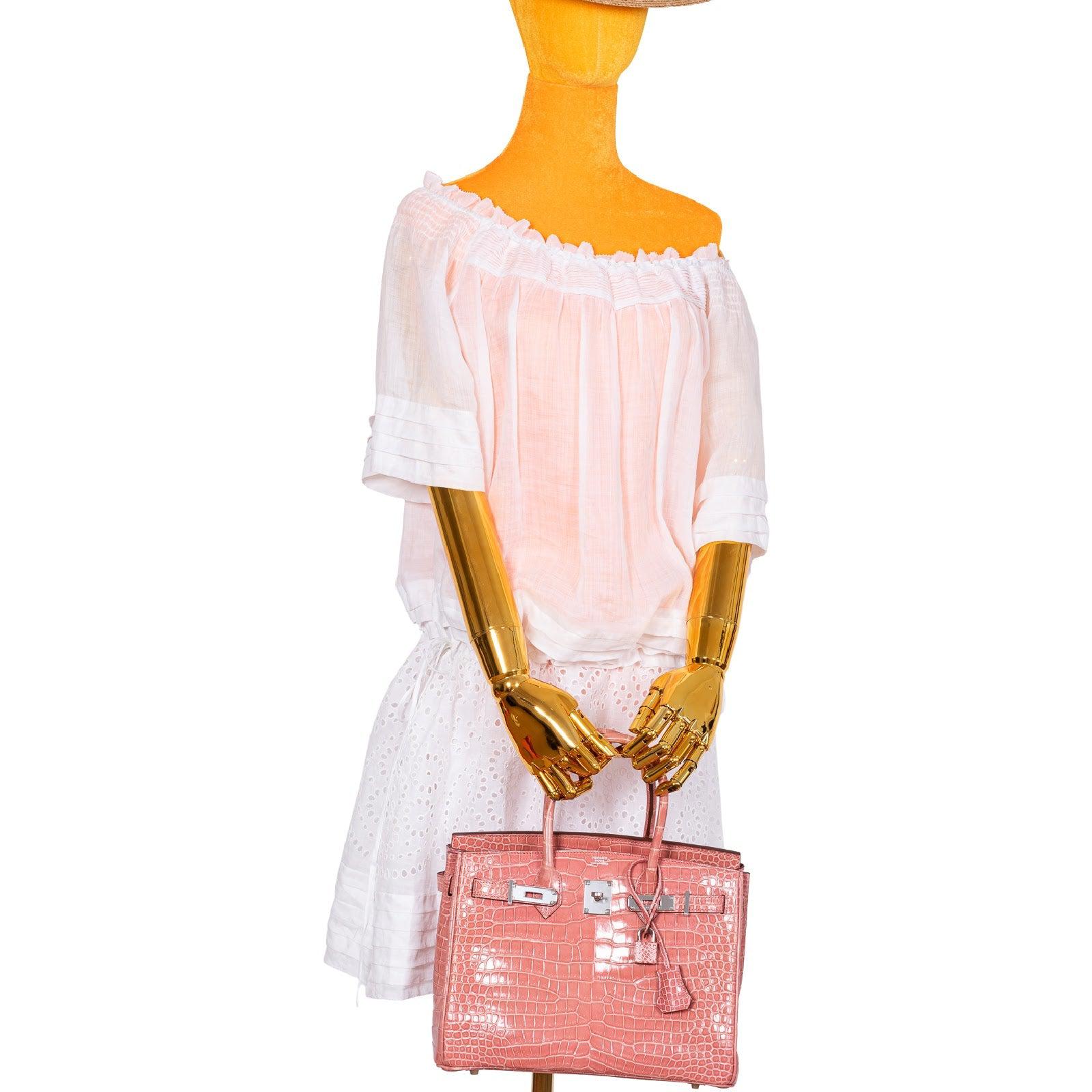 HermesBirkin 30 Rose Indiennes Shiny Porosus Crocodile Palladium Hardware - Product Image 2