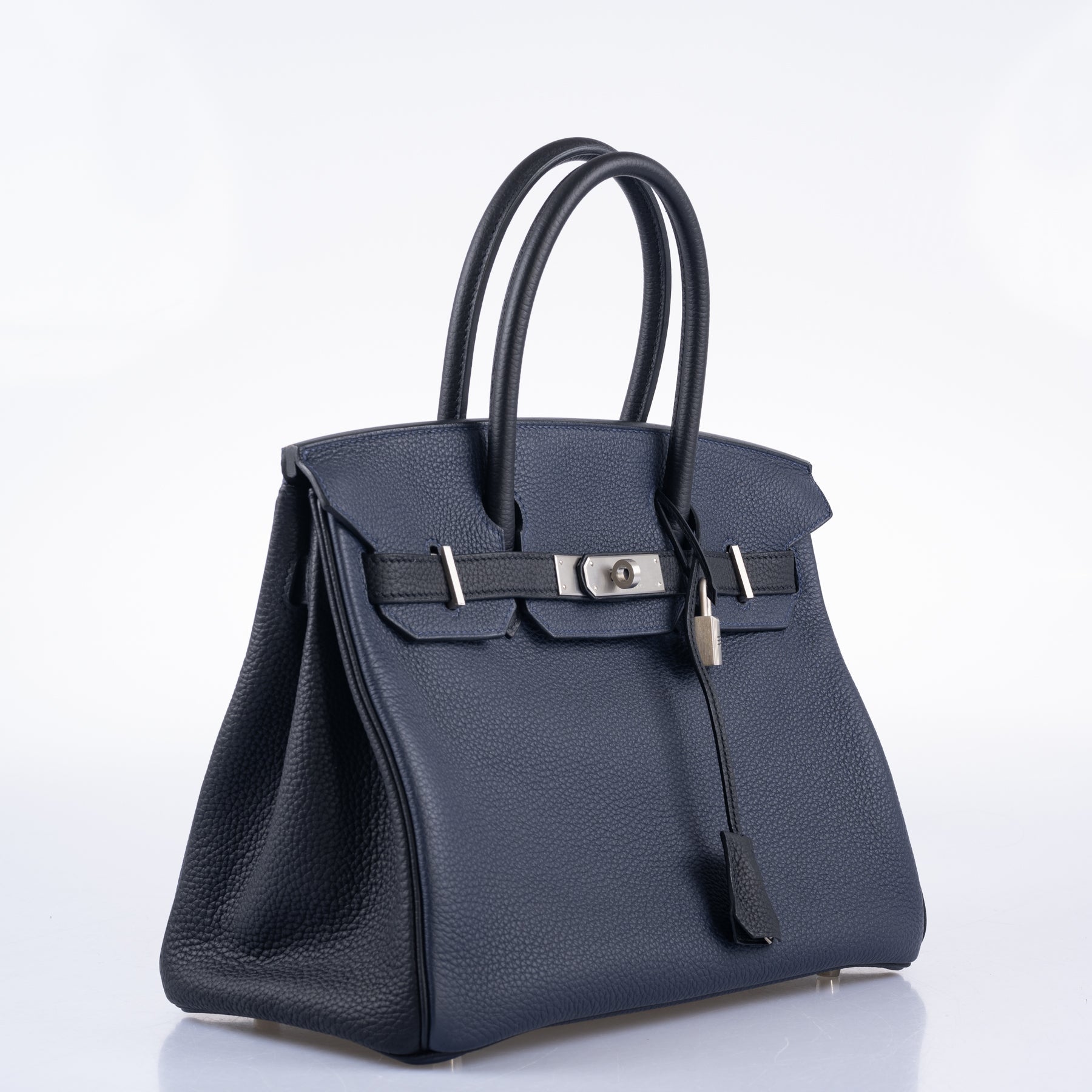 HermesHSS Birkin 30 Blue Nuit & Black Togo Brushed Hardware in palladio