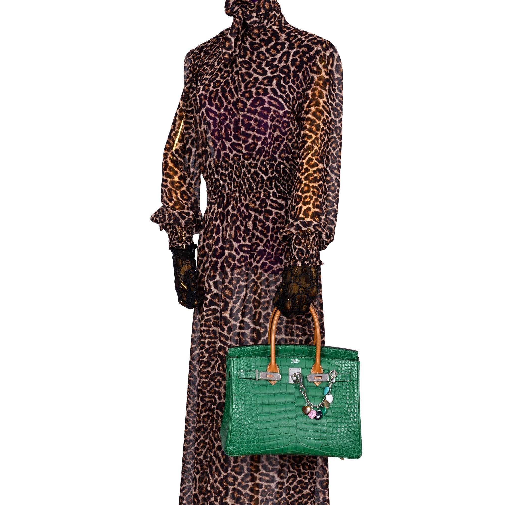 HermesBirkin 30 Cactus Matte Alligator with Natural-Sable Matte Veau Butler and Palladium Hardware - Product Image 2
