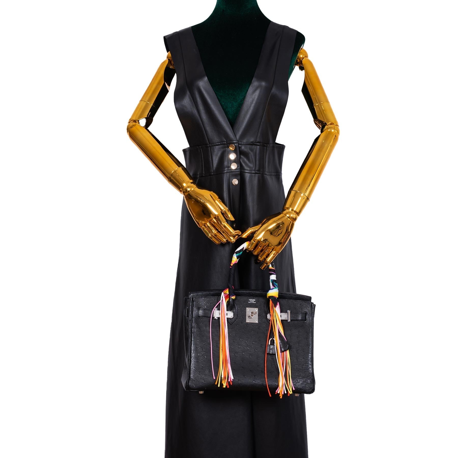 HermesBirkin 30 Black Ostrich with Palladium Hardware