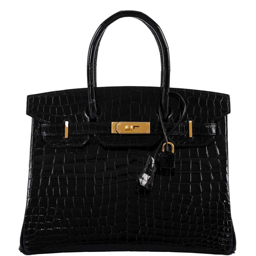 HermesBirkin 30 Black Shiny Niloticus Crocodile Gold Hardware -, Z | Studio Nafay