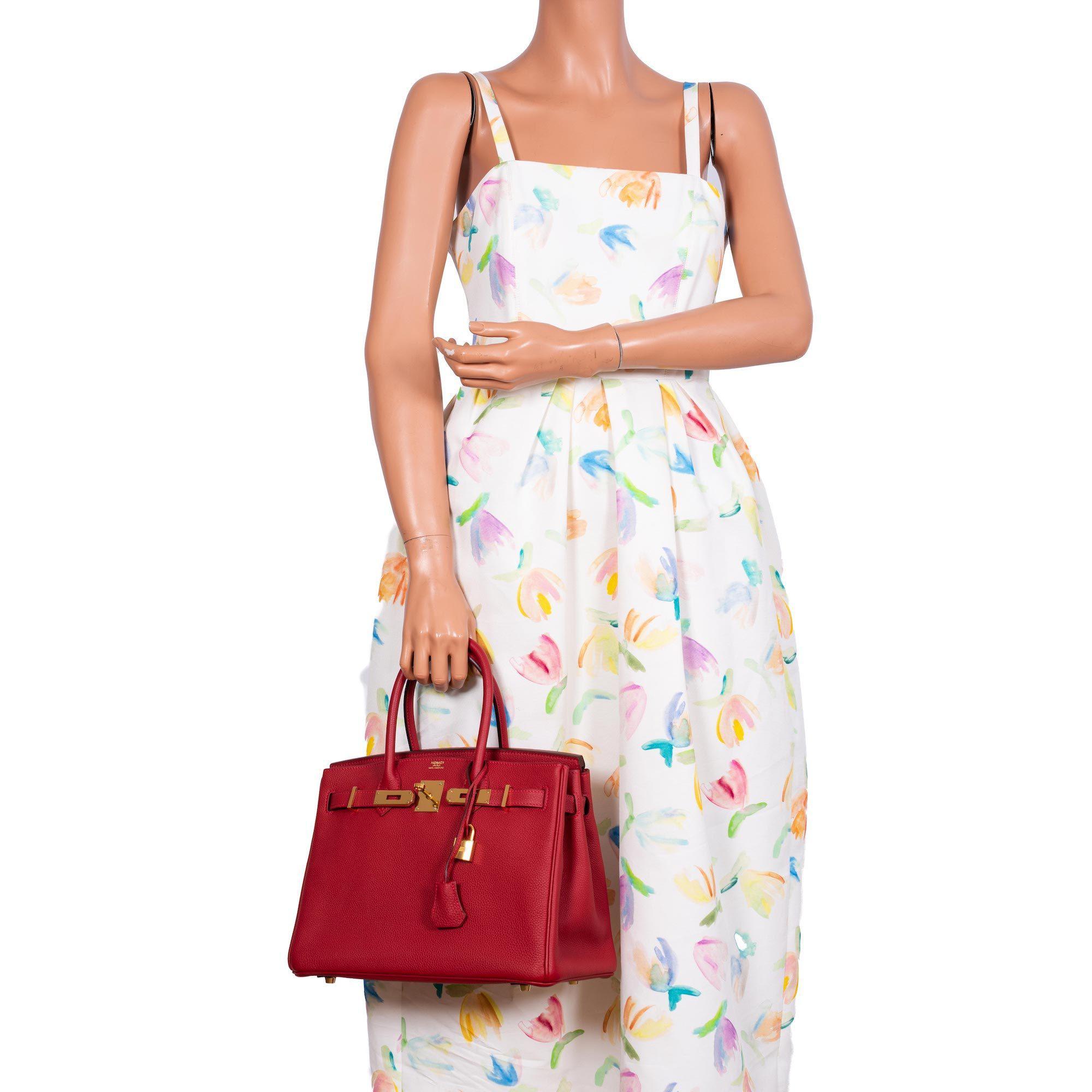 HermesBirkin 30 Rouge Vif Togo Gold Hardware -, A