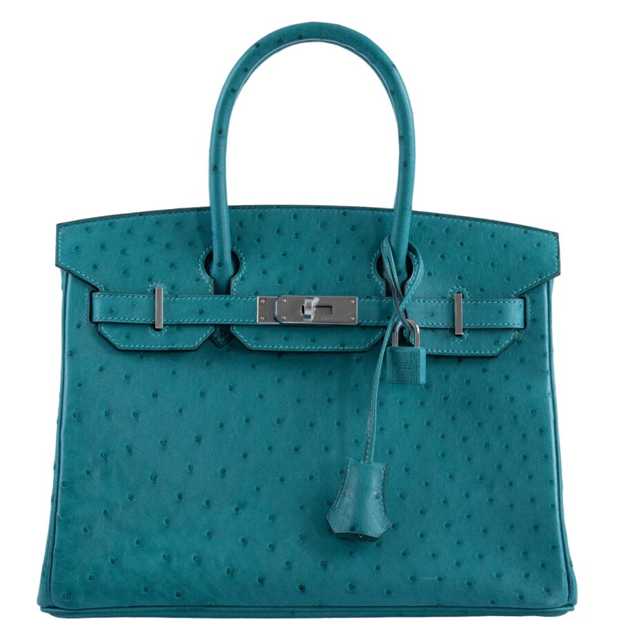 HermesBirkin 30 Vert Verone Ostrich Palladium Hardware | Studio Nafay