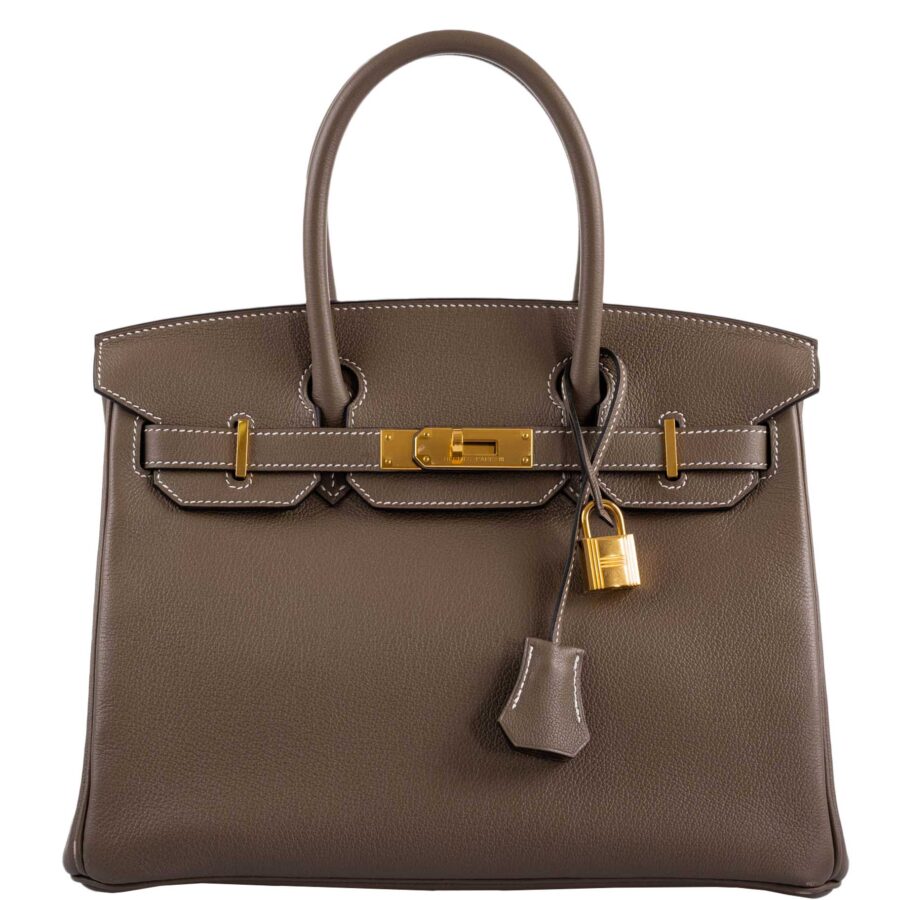 HermesBirkin 30 Etoupe Navillo leather Gold Hardware | Studio Nafay