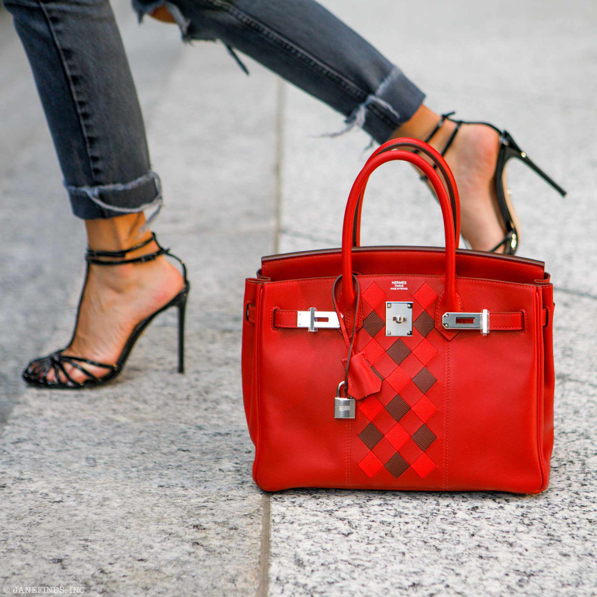HermesTressage Birkin 30 Rouge de Coeur Swift, Rouge H & Piment Epsom Palladium Hardware -, D