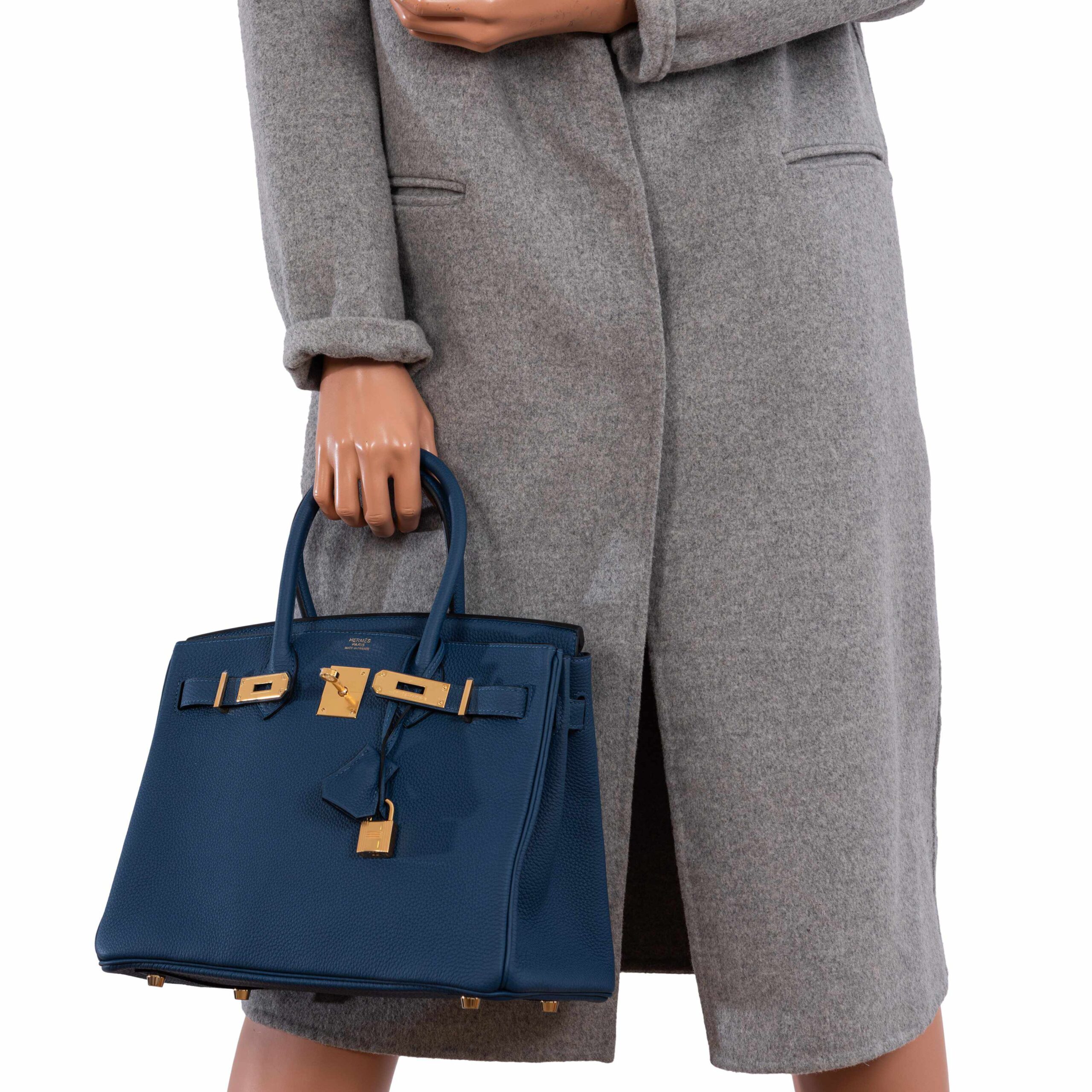 HermesBirkin 30 Deep Blue Togo Gold Hardware