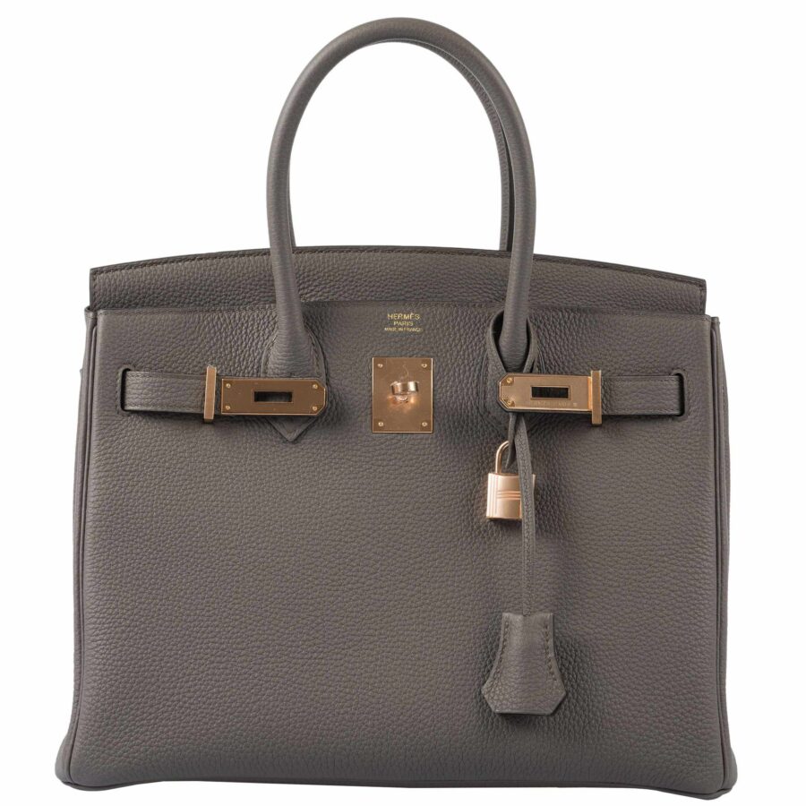 HermesBirkin 30 Etain Tin Grey Togo Rose Gold Hardware | Studio Nafay