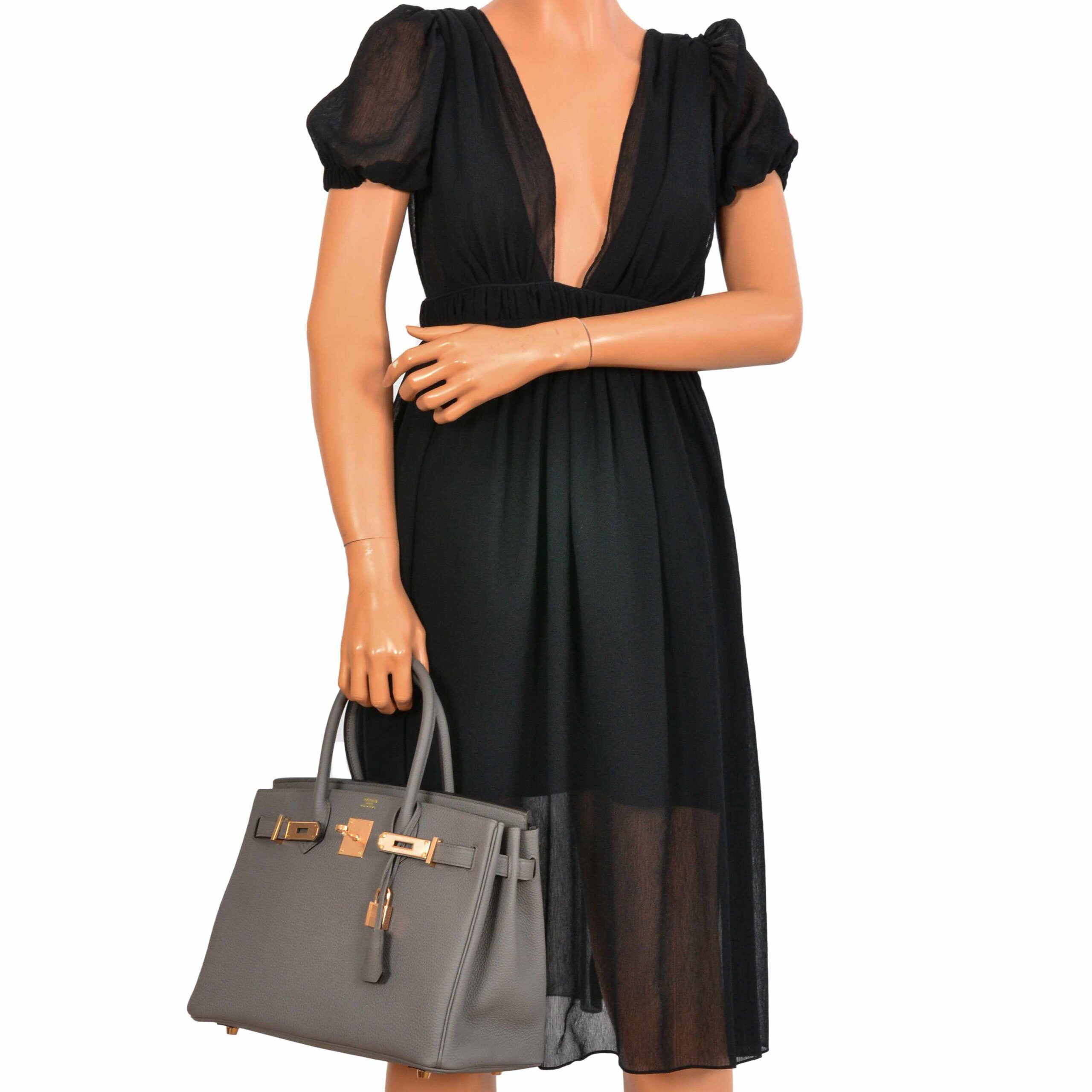 HermesBirkin 30 Etain Tin Grey Togo Rose Gold Hardware