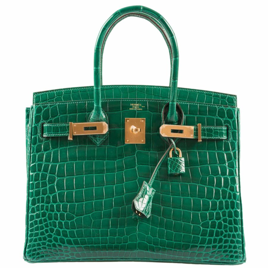 HermesBirkin 30 Vert Emerald Niloticus Crocodile Gold Hardware | Studio Nafay