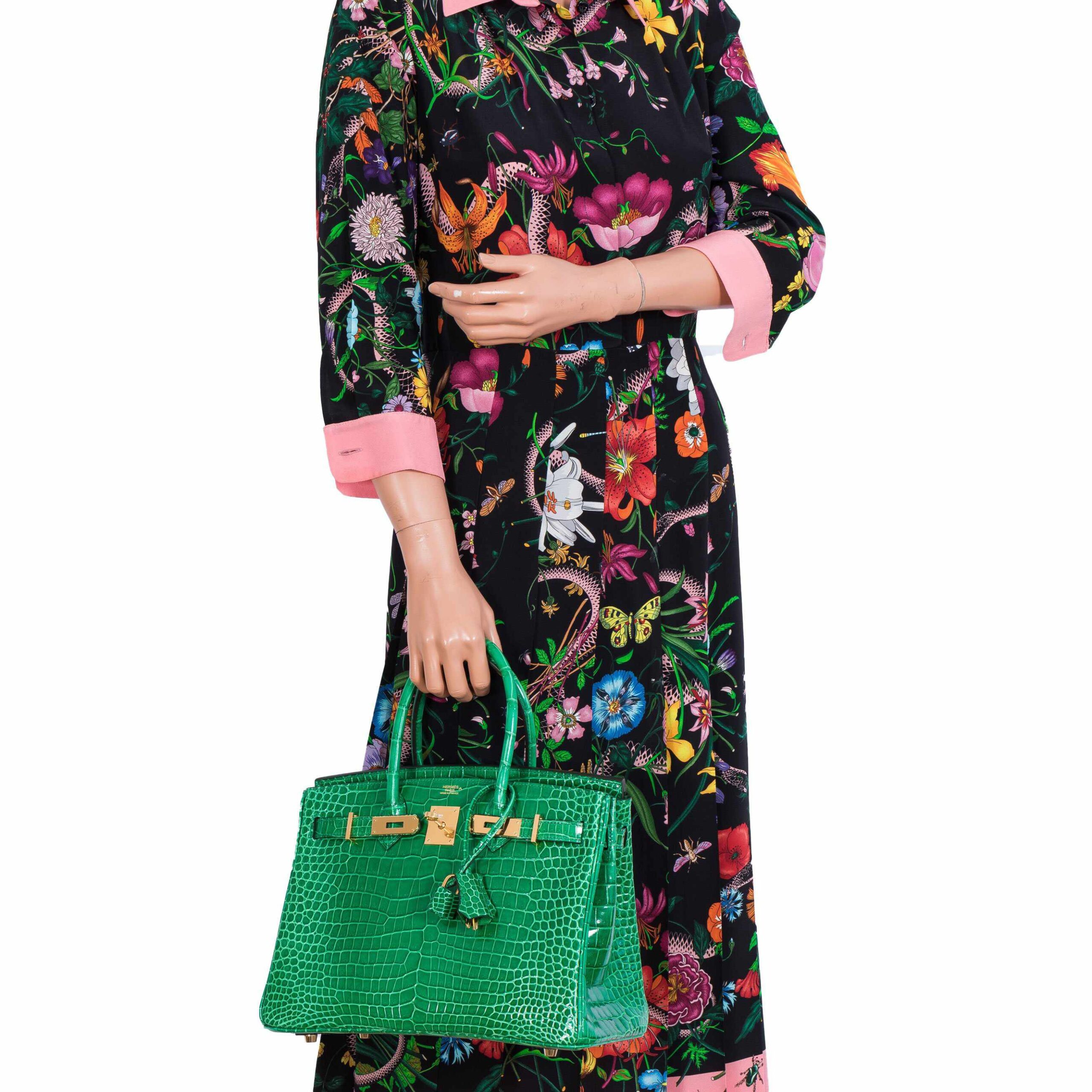HermesBirkin 30 Cactus Porosus Crocodile Gold Hardware