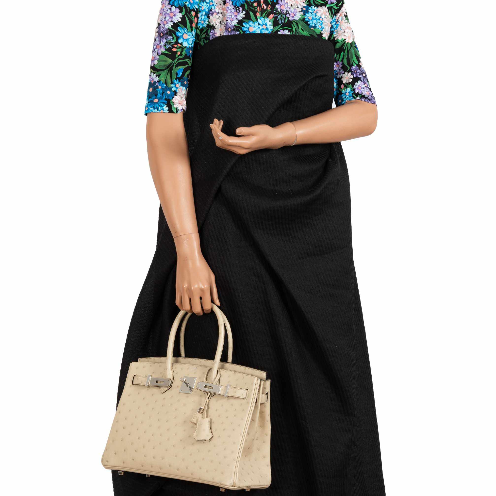 HermesBirkin 30 Parchemin Ostrich Palladium Hardware - Product Image 2