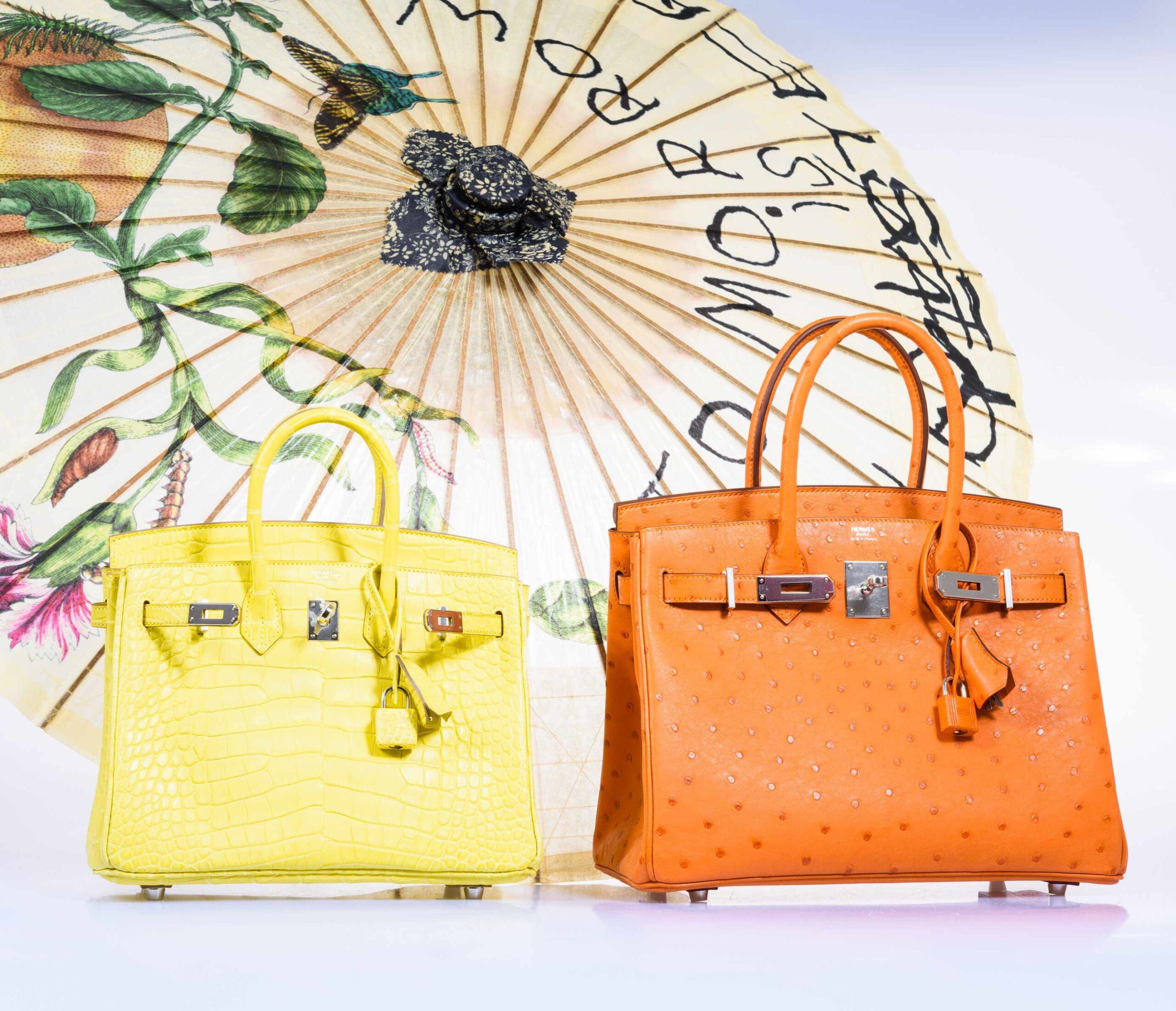 HermesBirkin 30 Tangerine Ostrich Palladium Hardware