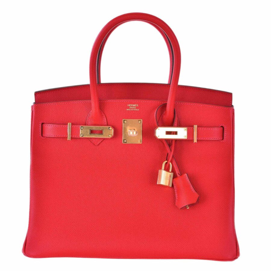 HermesBirkin 30 Rouge Casaque Epsom Gold Hardware | Studio Nafay