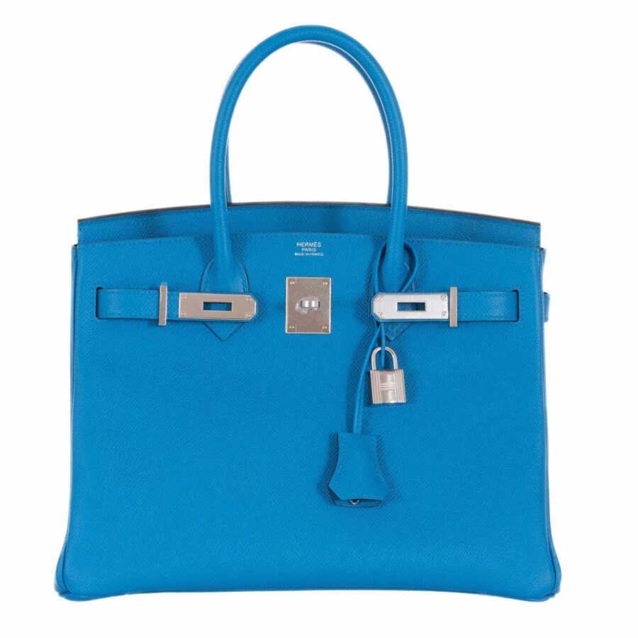 HermesBirkin 30 Blue Zanzibar Epsom Palladium Hardware | Studio Nafay