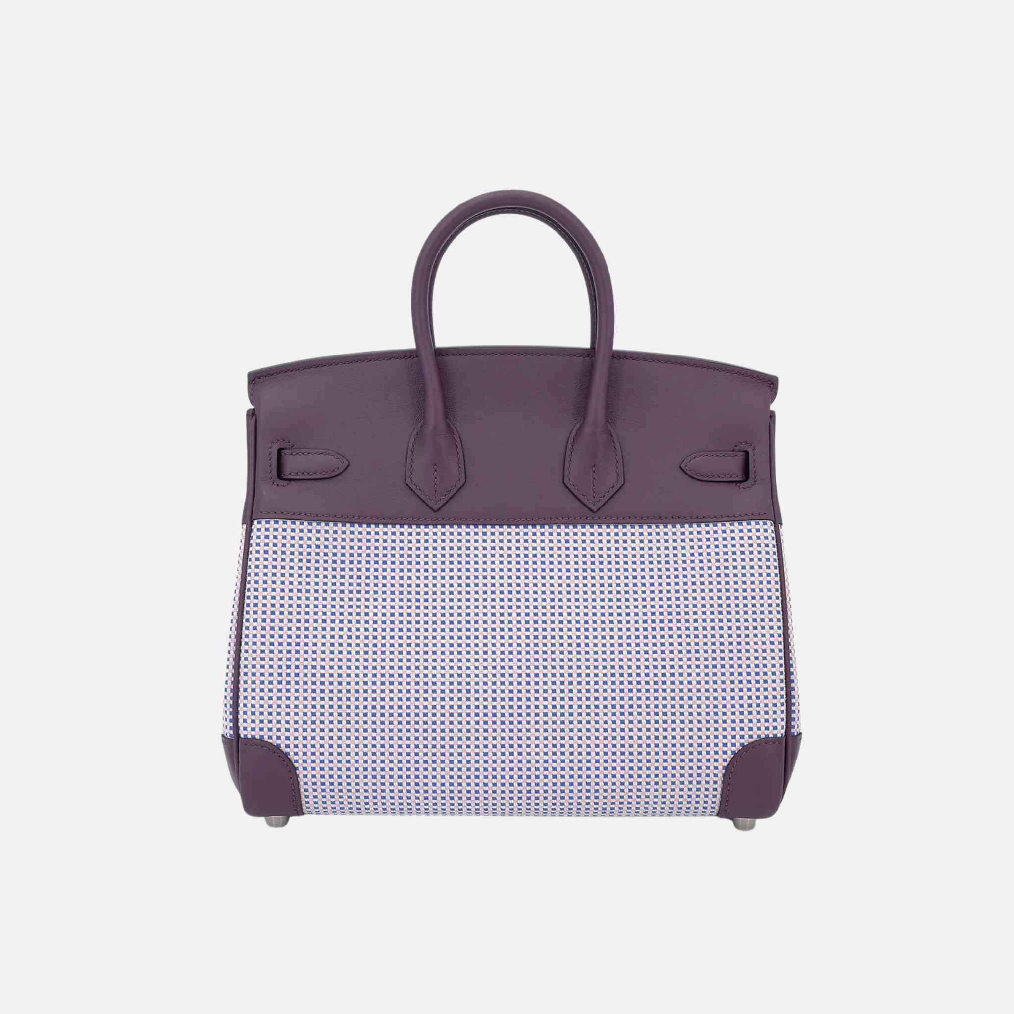 Birkin 25 Swift-Toile Quadrille Canvas Cassis/ Mauve Sylvestre/ Ecru PHW
