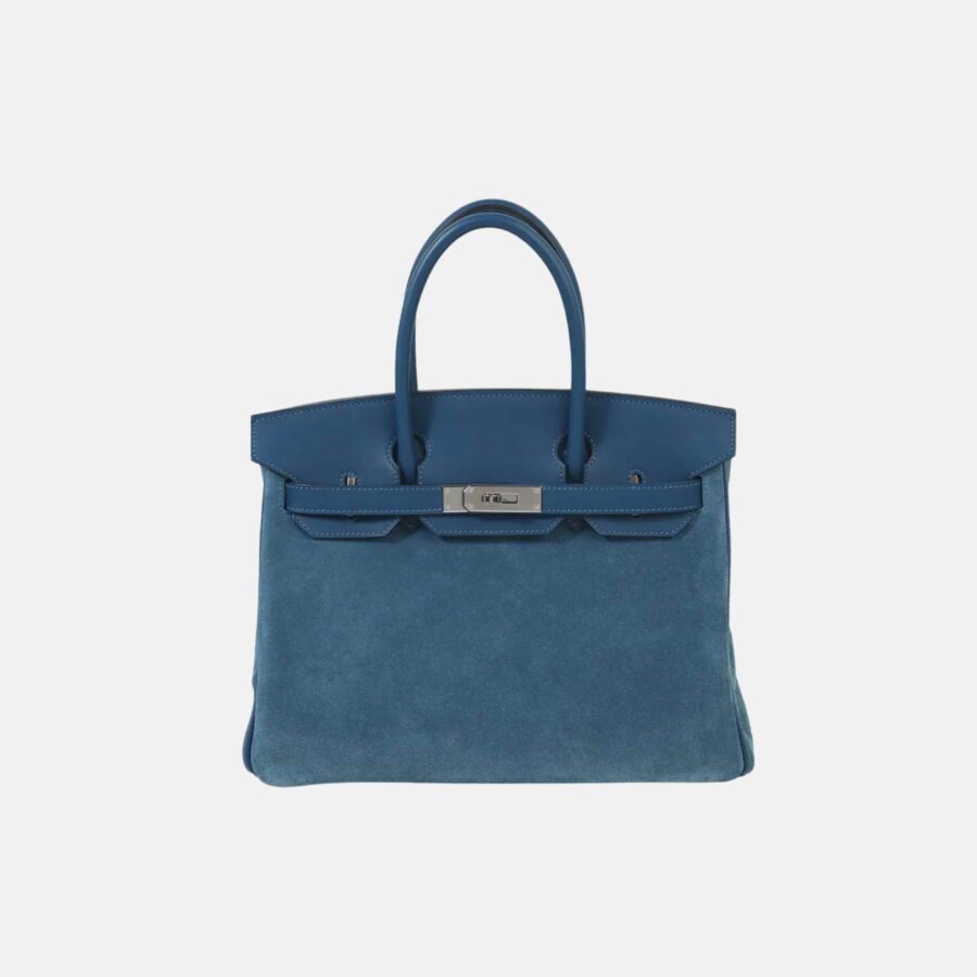 Birkin 30 Swift-Doblis Suede Blue Thalassa PHW | Studio Nafay