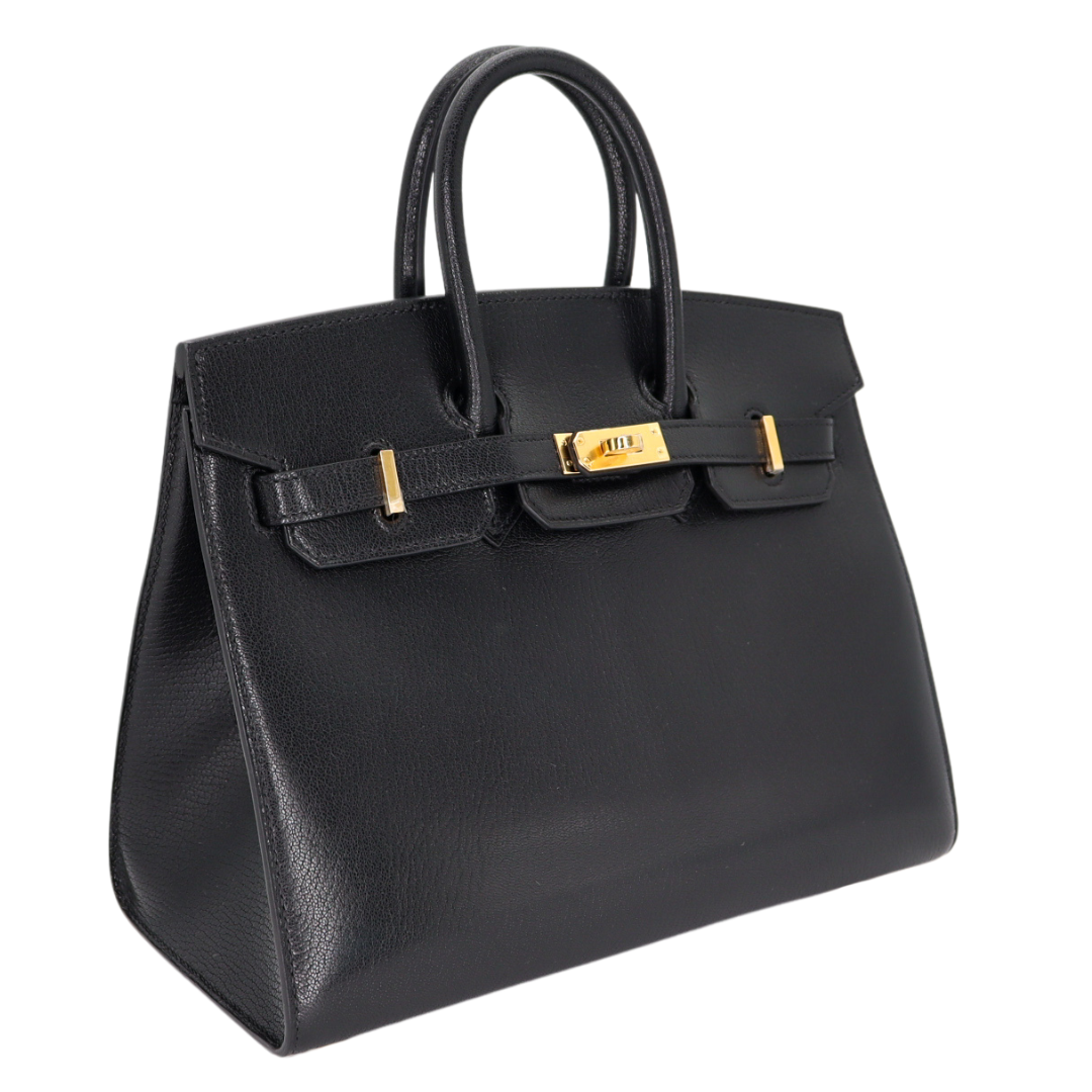 Hermes25cm Birkin Sellier Black Chèvre Leather Gold Hardware