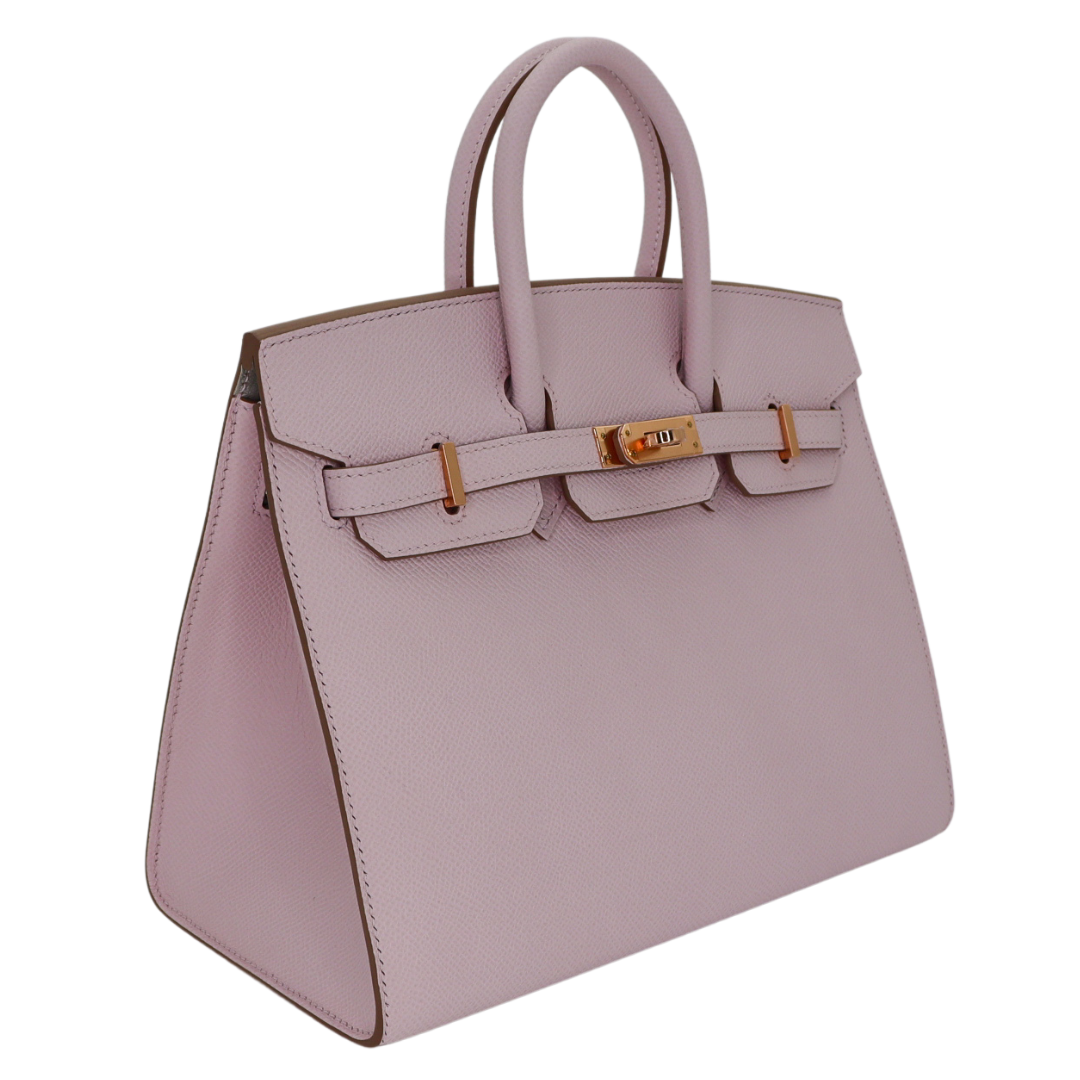 Hermes25cm Birkin Sellier HSS Mauve Pale/ Gris Perle Epsom Leather Rose Gold Hardware