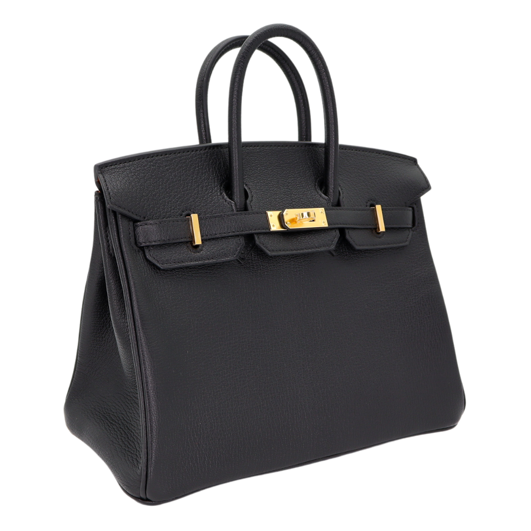 Hermes25cm Birkin HSS Black/ Gold Chèvre Gold Hardware