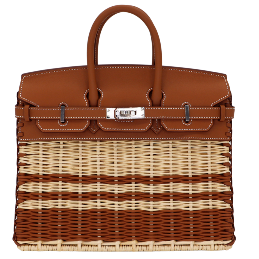 Hermes25cm Birkin Picnic Striped Gold Swift Palladium Hardware | Studio Nafay