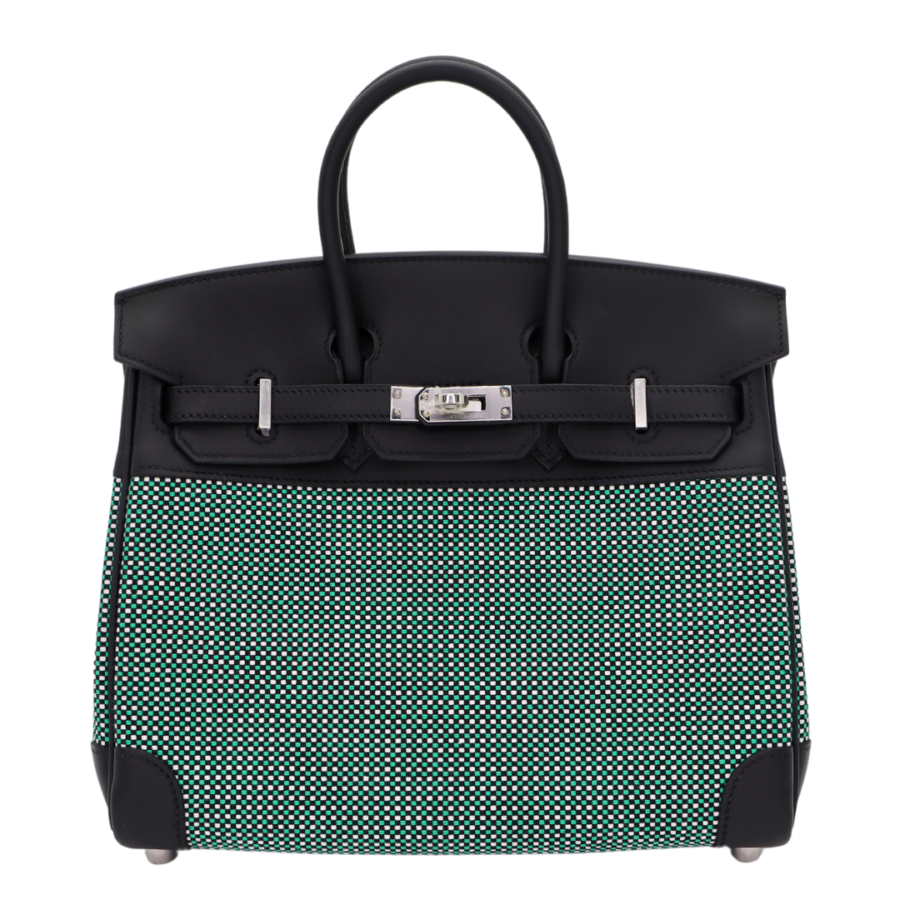 Hermes25cm Birkin Quadrille Menthe Toile/ Swift Leather Palladium Hardware | Studio Nafay