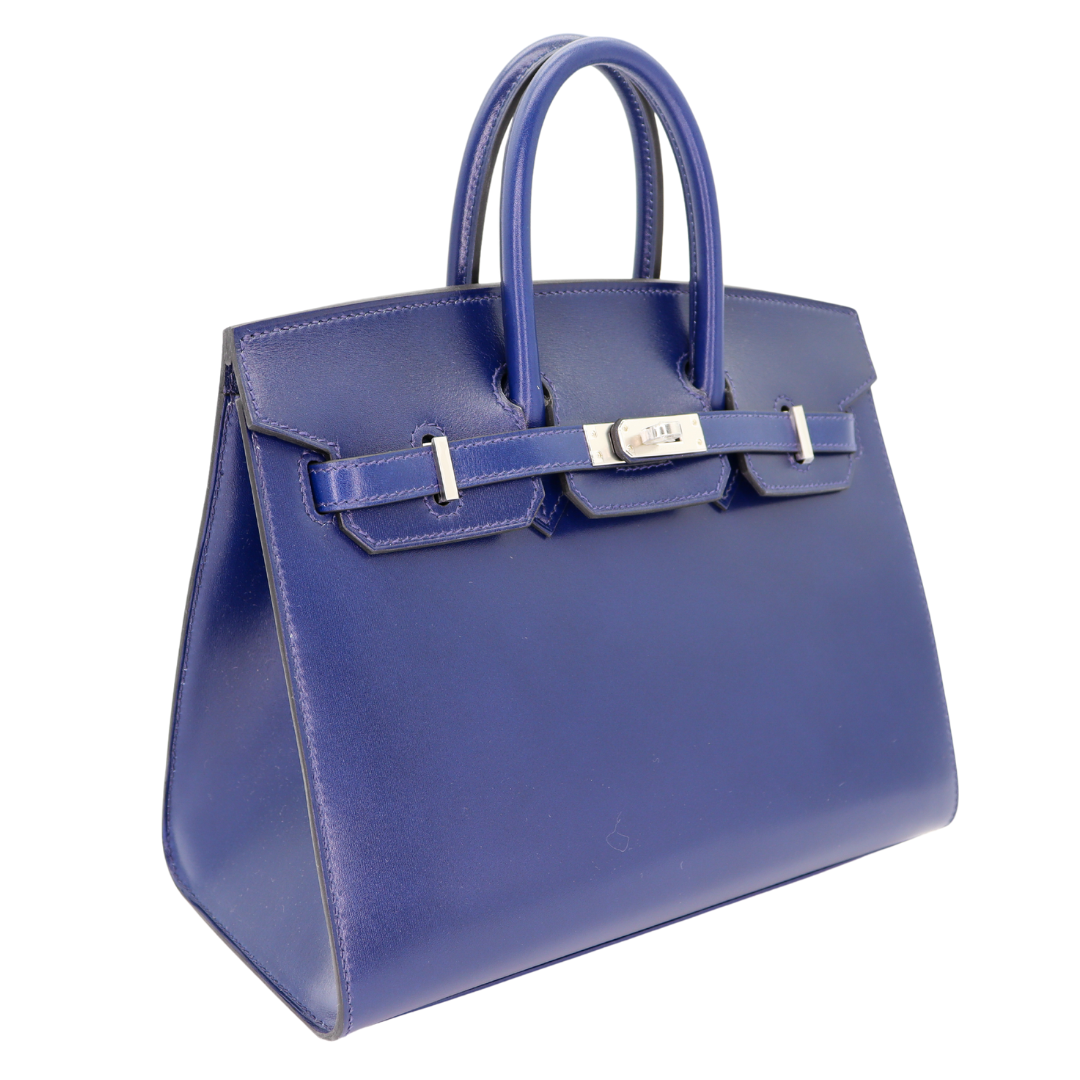 Hermes25cm Birkin Sellier Bleu Saphir Box Calf Leather Palladium Hardware