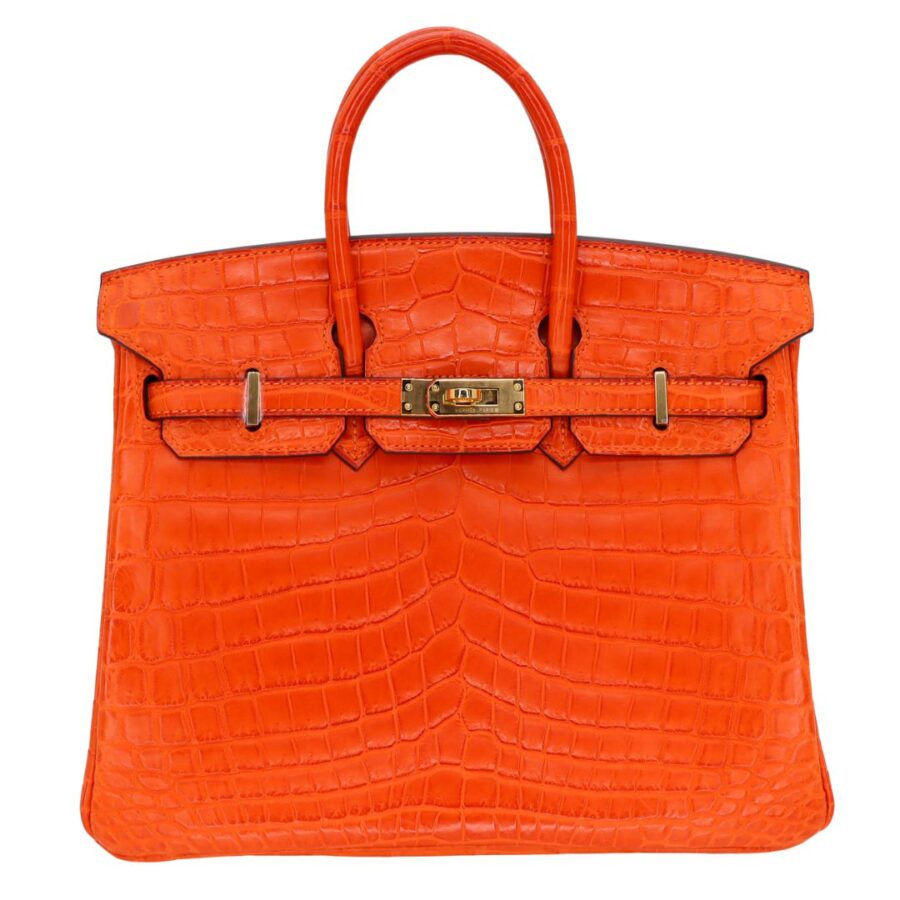 Hermes25cm Birkin Orange Matte Niloticus Crocodile Gold Hardware | Studio Nafay
